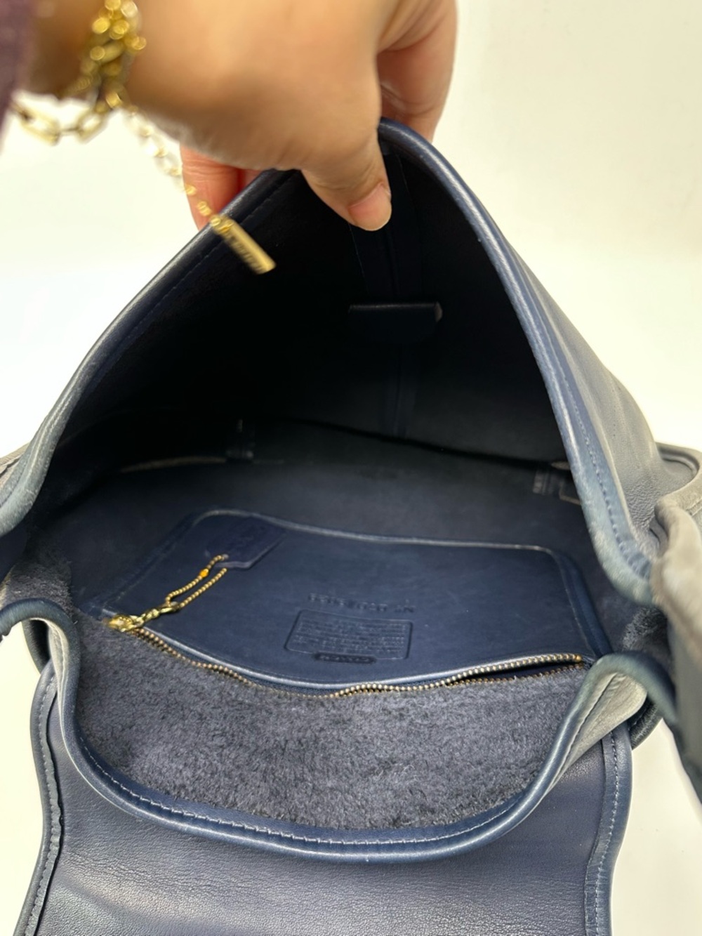 Vintage Coach 9029 Ergo Flap Leather Shoulder Bag Blue Made In USA - Picture 9 of 15